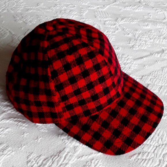 Accessories - Red & Black Buffalo Check Flannel Baseball Cap
